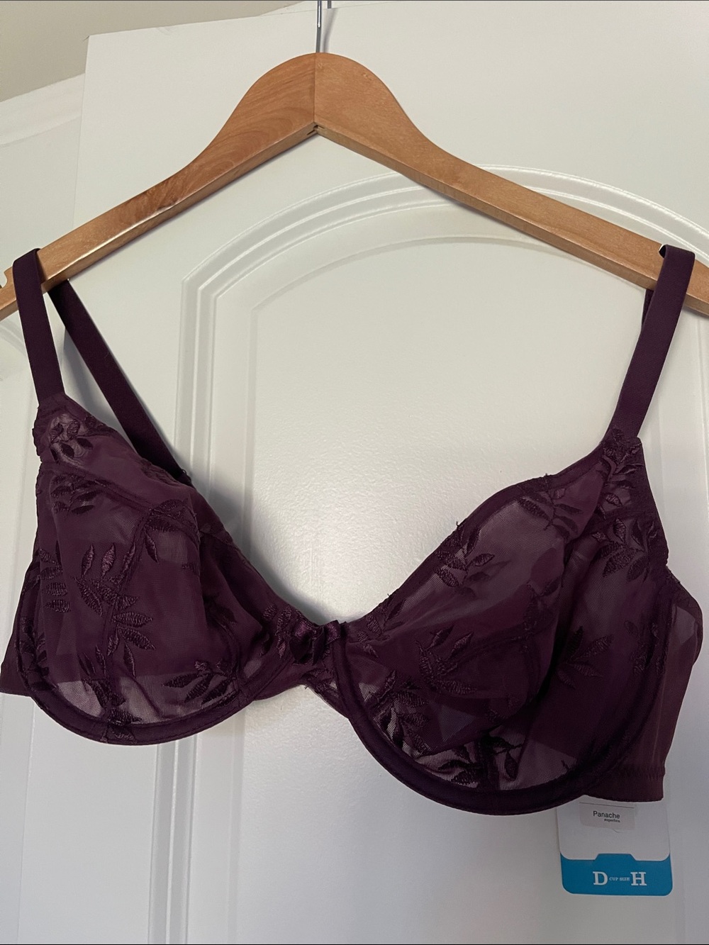Panache Lingerie Sheer Embroidered Underwire Bra - Plum